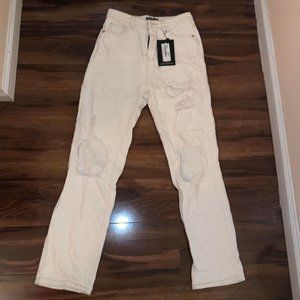 White Ripped Mom Jeans